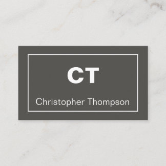 Minimal Contemporary Monogram on Graphite Grey Business Card