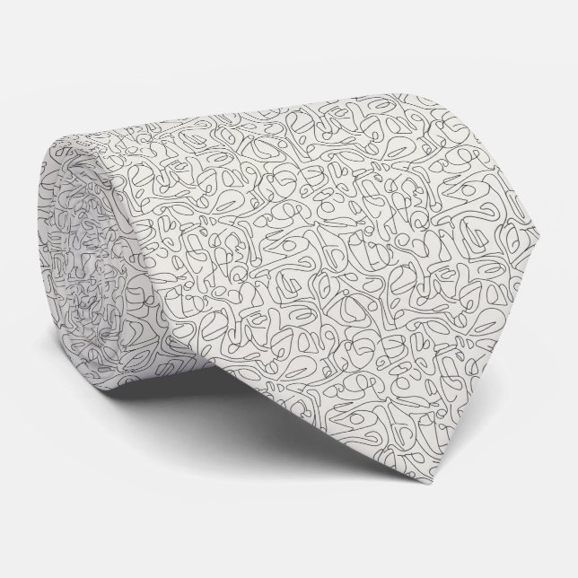 Minimal Continuous Line Art Pattern Tie (Rolled)