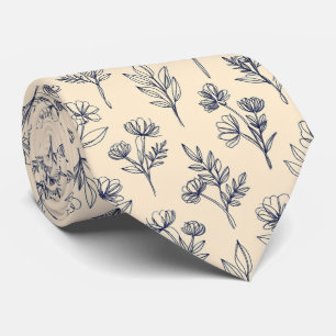 Minimal Contour Floral Pattern Tie
