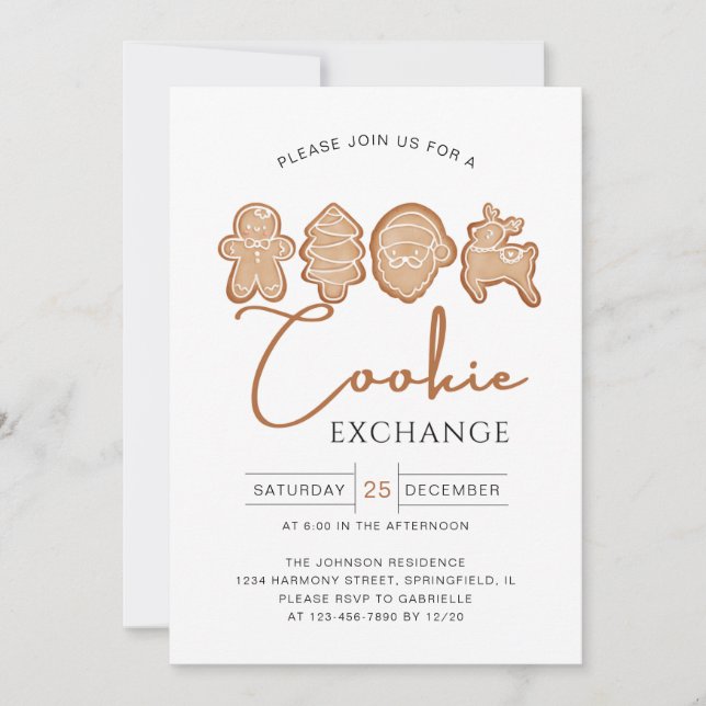 MInimal Cookie Exchange Gingerbread Holiday Party Invitation (Front)