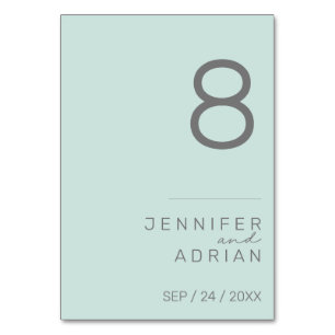 Minimal Cool Mint Modern Wedding Table Numbers