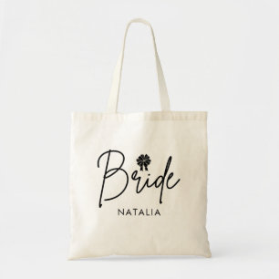 Minimal Coquette Bow Script Bride Tote Bag