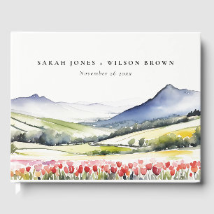 Minimal Country Spring Floral Landscape Wedding In Guest Book