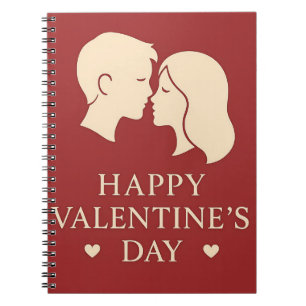 Minimal Couple Silhouette Valentines Cute Daily Notebook