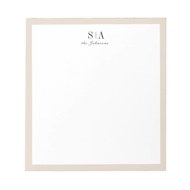 Minimal couples monogram personalized Stationery N Notepad (Front)