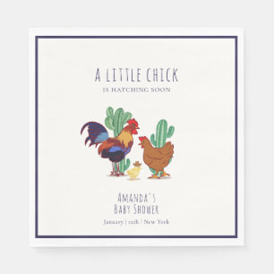 Minimal Cowboy Cactus Rooster Chicken Baby Shower  Napkin