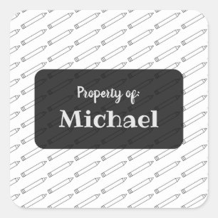 Minimal Crayon Pattern Personalized Square Sticker