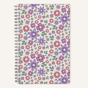 minimal cream whimsical floral pattern notebook