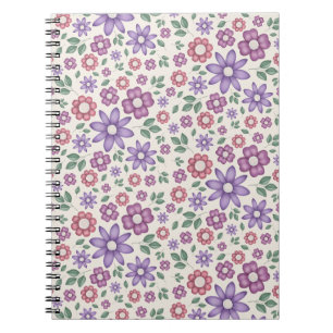 minimal cream whimsical floral pattern notebook
