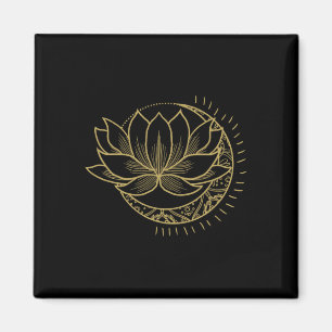 Minimal Crescent Moon Lotus Flower Space Yoga Medi Magnet