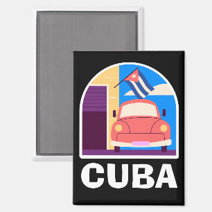 Minimal Cuba Island Vintage Retro Travel  Magnet