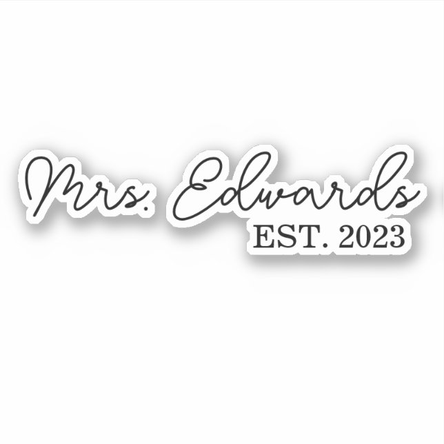 Minimal Cursive Mrs. Custom Last Name Wedding Gift (Front)