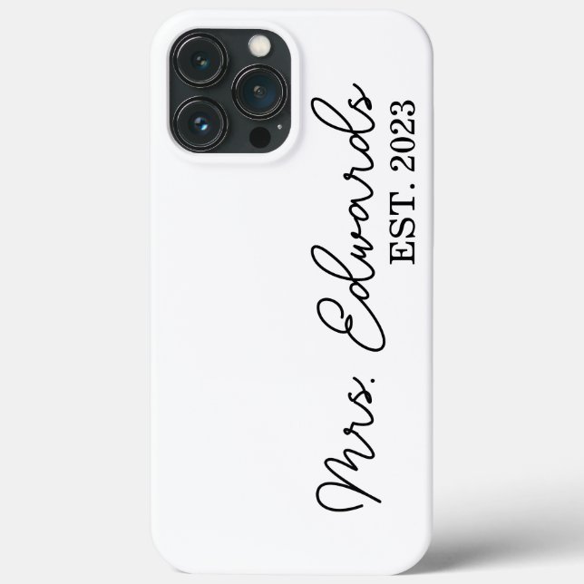 Minimal Cursive Mrs. Custom Last Name Wedding Gift Case-Mate iPhone Case (Back)