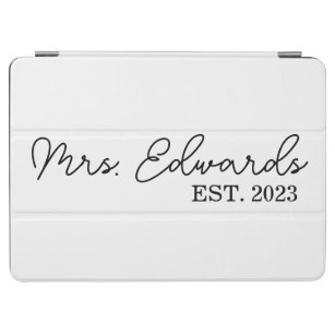 Minimal Cursive Mrs. Custom Last Name Wedding Gift iPad Air Cover