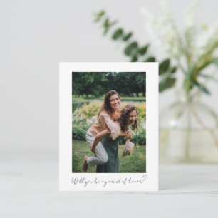 Minimal Custom Be My Maid of Honour Proposal Photo Card