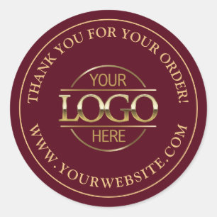 Minimal Custom Busines Logo Promotional Burgundy Classic Round Sticker
