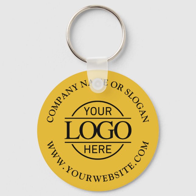 Minimal Custom Busines Logo Promotional Yellow Keychain (Front)