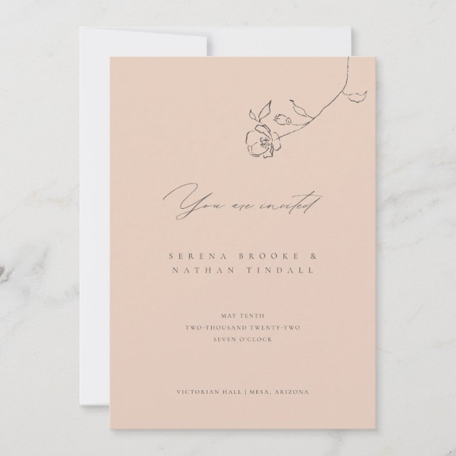 Minimal Custom Delicate Floral Wedding Invitation (Front)