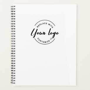 Minimal Custom Logo Branded QR code Simple White Planner