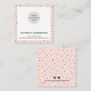 MINIMAL CUSTOM LOGO modern blush pink sprinkles Square Business Card