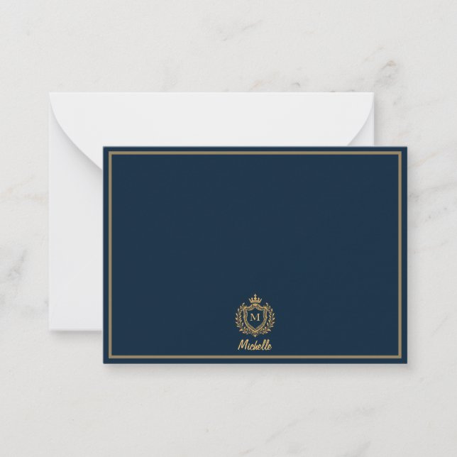 Minimal Custom Monogram Name Royal Crest Emblem    Card (Front)