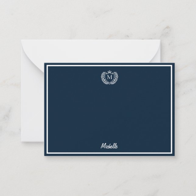 Minimal Custom Monogram Name Royal Crest Emblem    Card (Front)