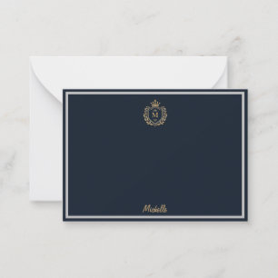 Minimal Custom Monogram Name Royal Crest Emblem    Card