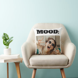 Minimal Custom MOOD Funny Add Photo  Throw Pillow