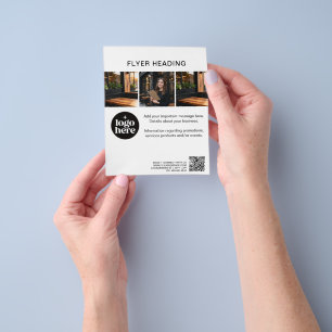 Minimal Custom Photo Logo QR Code Restaurant Flyer