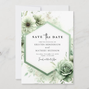 Minimal Custom Typography Sage Green Wedding Save The Date