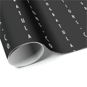 Minimal Customizable Black CONGRATULATIONS Wrapping Paper