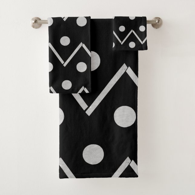 Minimal Cut-Outs Chevron Dots #2 #pattern #wall Bath Towel Set (Insitu)