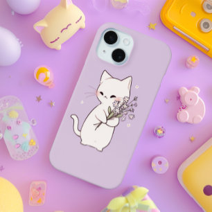 Minimal cute cat iPhone 15 case