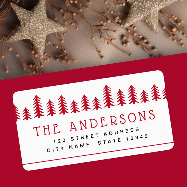 Minimal cute Christmas tree holiday return address Label (Minimal cute Christmas tree holiday return address Label)