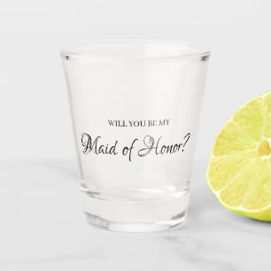 Minimal cute elegant will you be my maid of honor  shot glass