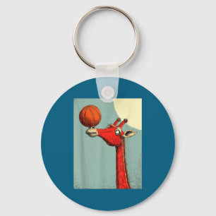 Minimal Cute Giraffe Animal Funny Basketball Keychain