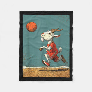 Minimal Cute Goat Animal Funny Basketball Fleece Blanket