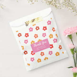 Minimal Cute Pink Yellow Red Orange Floral Pattern Favour Bag