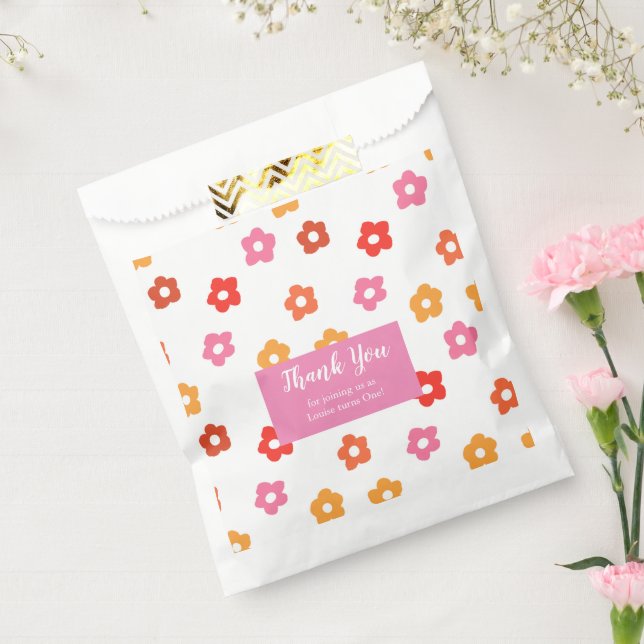 Minimal Cute Pink Yellow Red Orange Floral Pattern Favour Bag (Sealed)