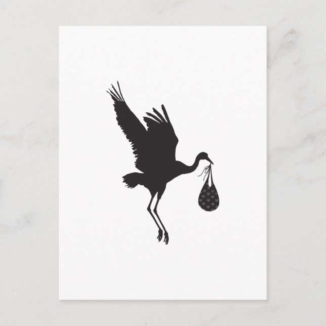   Minimal Cute Stork Unisex Baby Shower Invitation Postcard (Front)