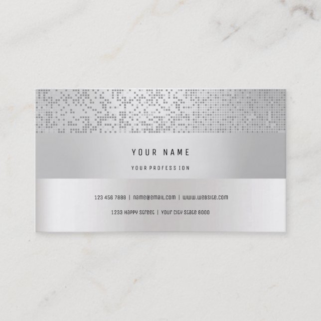 Minimal Cyber Binary Stripes Confetti Silver Business Card (Front)