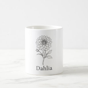 Minimal Dahlia Flower Illustration Coffee Mug