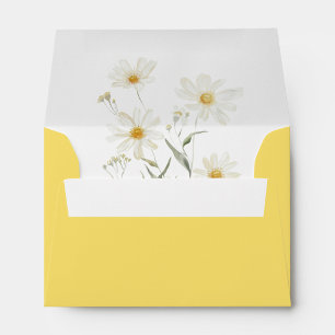 Minimal Daisy Floral Liner Wedding Envelope
