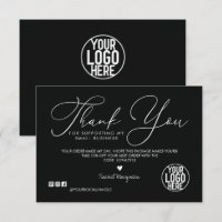 Minimal Dark Black White Script Customer Thank You