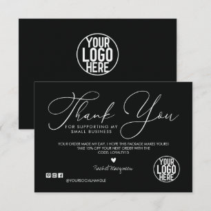Minimal Dark Black White Script Customer Thank You