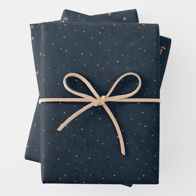 Minimal Dark Blue Pattern Wrapping Paper Sheet Set (In situ)