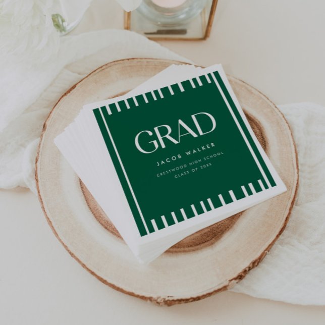 Minimal Dark Green Bold Custom Graduation Party Napkin (Creator Uploaded)