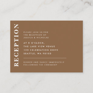 Minimal Dark Taupe Modern Wedding Reception Enclosure Card