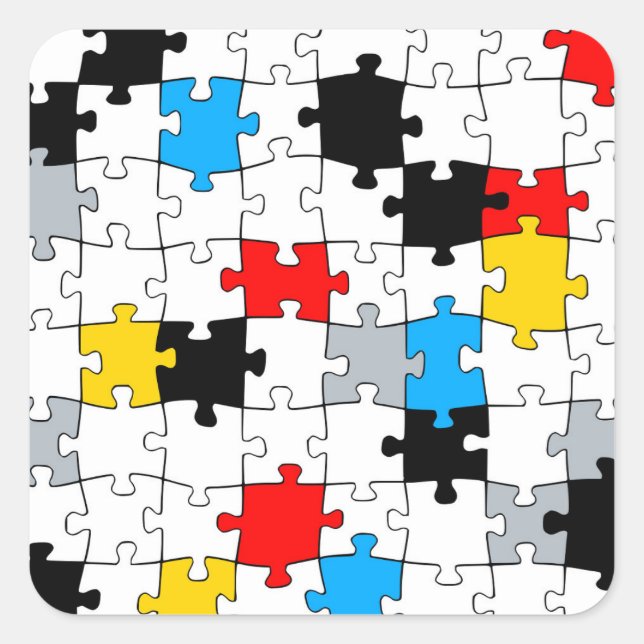 Minimal De Stijl Jigsaw Puzzle Colour Composition Square Sticker (Front)
