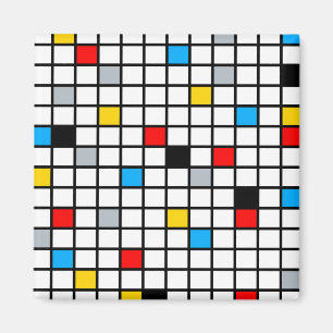 Minimal De Stijl Retro Mosaic Colour Composition Magnet